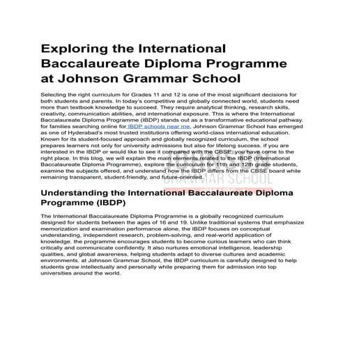 Comprehensive Guide to the International Baccalaureate Diploma ...