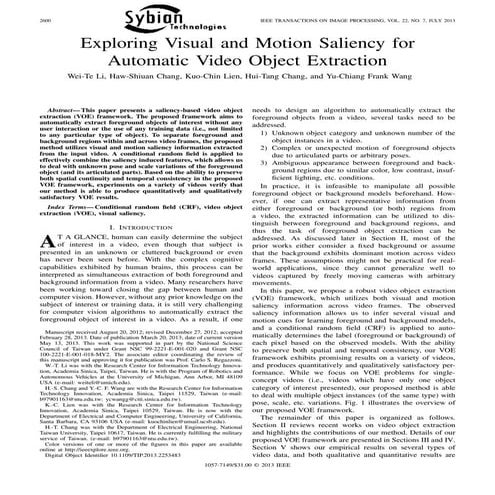 Exploring visual and motion saliency for automatic video object extraction