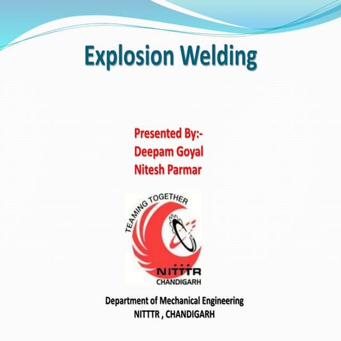 Explosion welding : A Solid State Welding Process