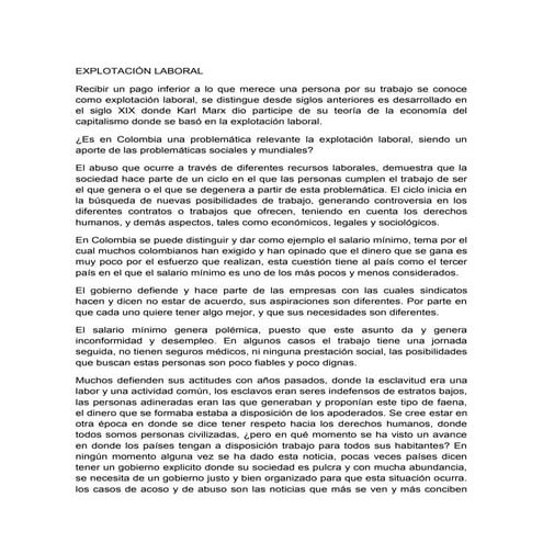Explotación laboral en colombia