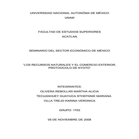 Expo. 14 Recursos Naturales Y El Comercio Exterio, Protocolo De Kyoto.