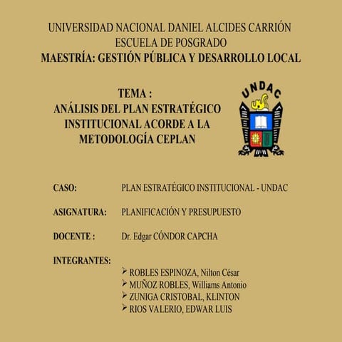 PRESENTACIÓN ANALISIS DEL PEI DE LA UNDAC