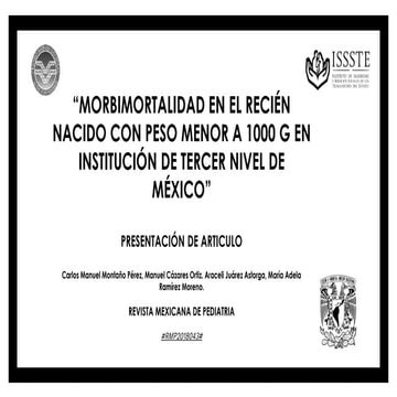 MORBILIDAD EN RECIÉN NACIDOS CENTRO MÉDICO NACIONAL 20 DE NOVIEMBRE ISSSTE