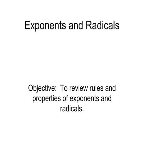 Exponential Form - Radicals
