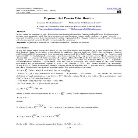 Exponential pareto distribution