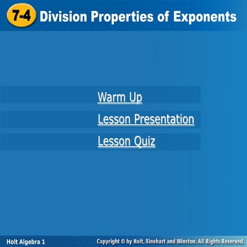 Exponent laws