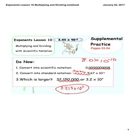 Exponents lesson 10 multiplying and dividing