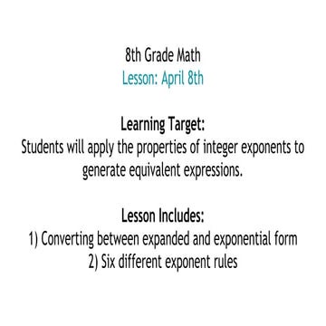 Exponents Lessson Plan...learning about Exponents