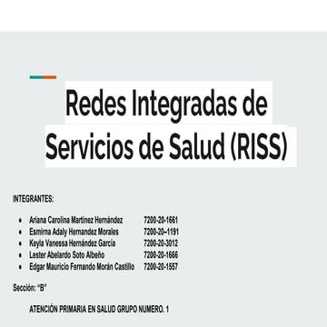 Redes Integradas de Servicios de Salud (RISS), Colombia | PPTX