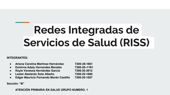 TEMA: REDES INTEGRADAS DE SERVICIOS DE SALUD | PPT