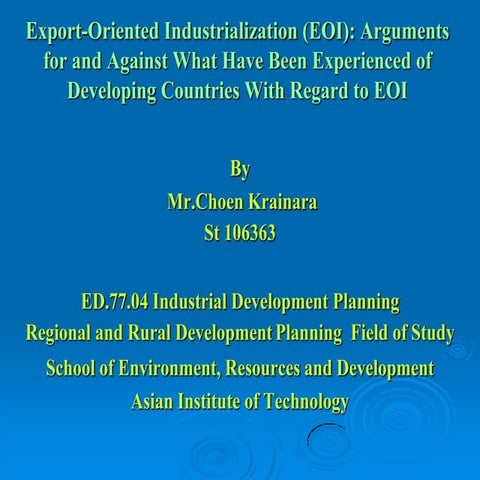 Export-Oriented Industrialization (EOI): Arguments For and Against What Have ...