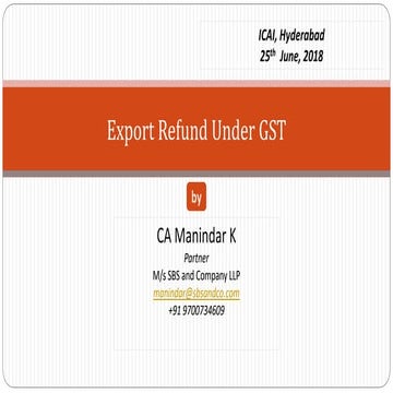 Export Refund under GST Laws Final | PDF