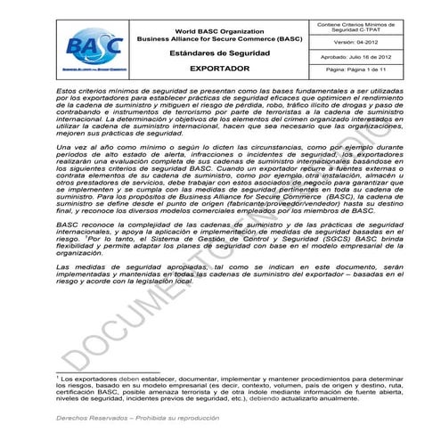 ESTANDAR INTERNACIONAL DE SEGURIDAD BASC 6.0.1. | PDF