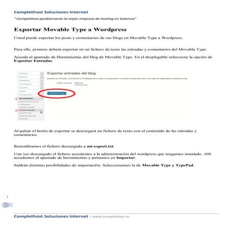 Exportar movable type a wordpress