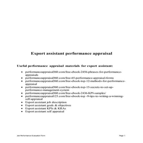 Export assistant performance appraisal | DOCX