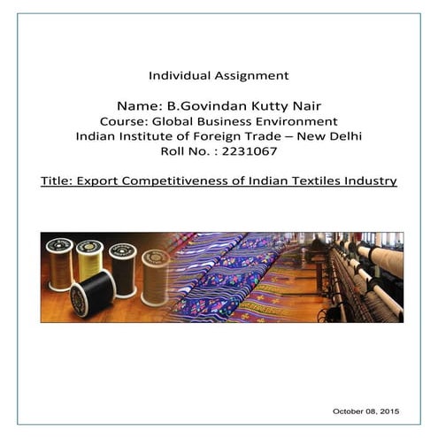 Export competitievness of indian textile industry  b.govindan kutty nair -223...