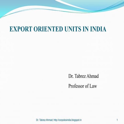 Law of Export Oriented Units