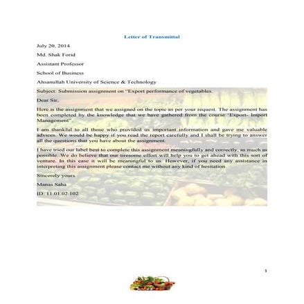 Export performance of vegetables in Bangladesh