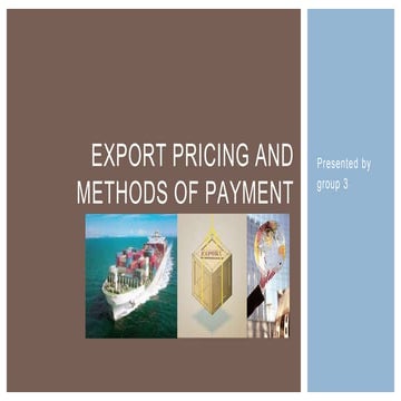 Export pricing and methods of payment
