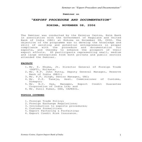 Export procedure  kohima