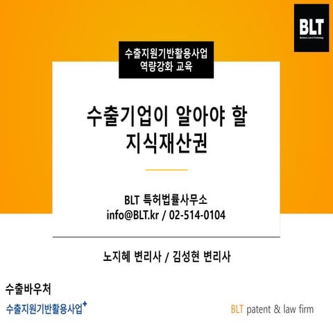 [BLT] 수출바우처 - 수출기업이 알아야 할 지식재산권