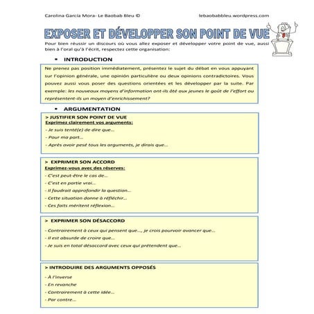 Exposer et developper son point de vue