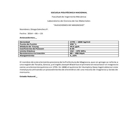 Exposición de aleaciones de magnesio