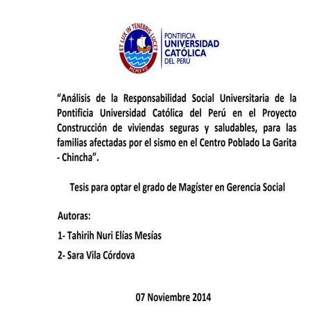 Responsabilidad Social Universitaria de la PUCP
