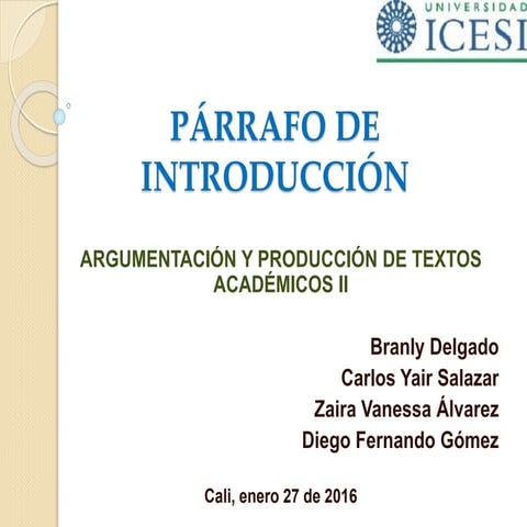 Exposición parrafo introduccion