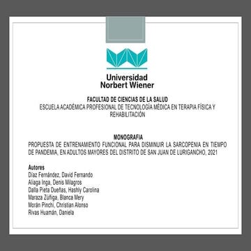 PROPUESTA DE ENTRENAMIENTO FUNCIONAL PARA DISMINUIR LA SARCOPENIA EN TIEMPOD ...