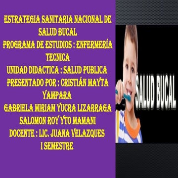 SALUD BUCAL-TECNOLOGICO PUBLIUCO DE HUANACANE- ENFERMERIA TECNICA