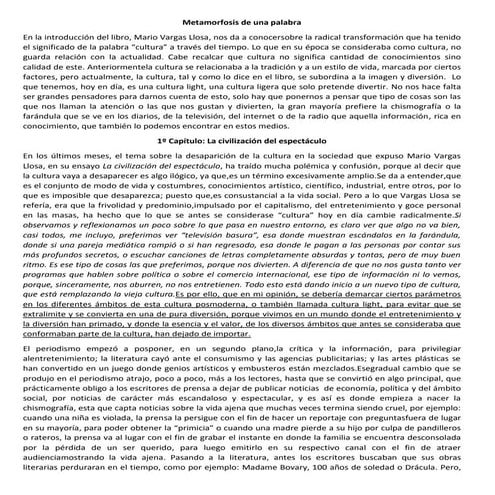 La civilización del espectáculo, texto argumentativo.