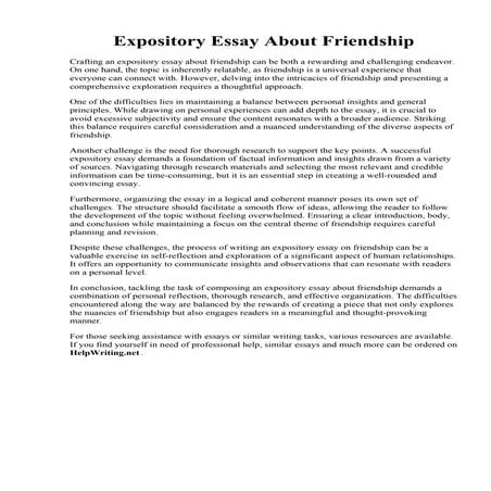 Expository Essay About Friendship. Creative Writing Essay On Friendship  Frie...