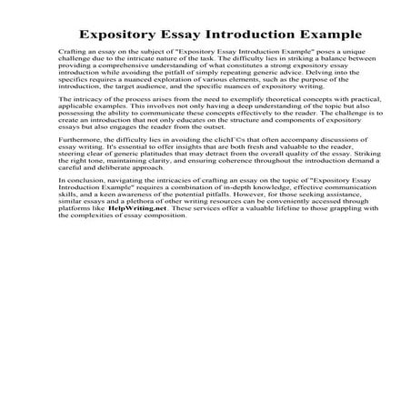 Expository Essay Introduction Example