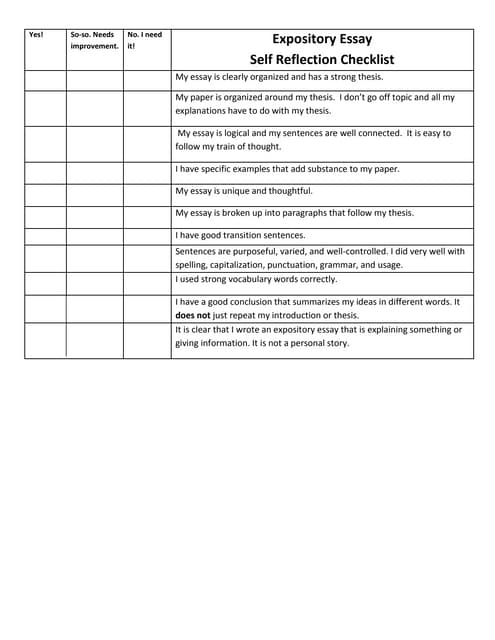 expository essay self reflection