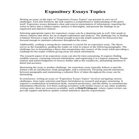 Expository Essays Topics