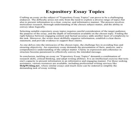 Expository Essay Topics. Expository Writing Samples 6Th Grade Pdf : Outline T...