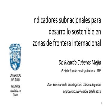 Indicadores subnacionales para desarrollo sostenible en zonas de frontera i...