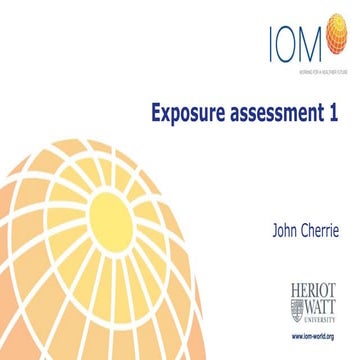 Exposure assessment for occupational epidemiology part 1