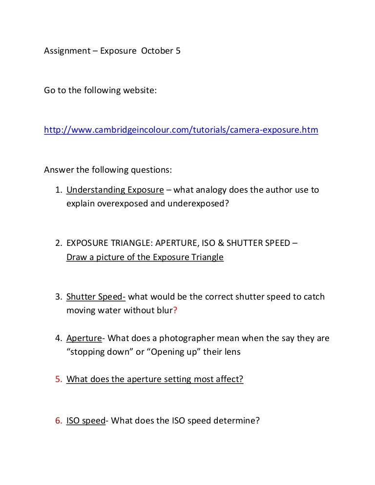 Exposure worksheet