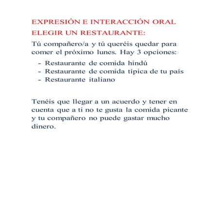 Expresión e interacción oral