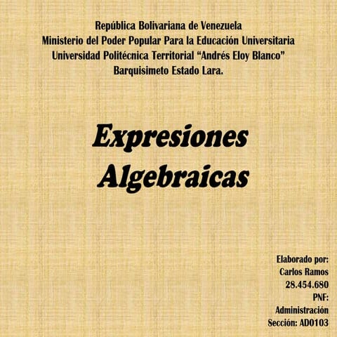 Expresiones algebraicas