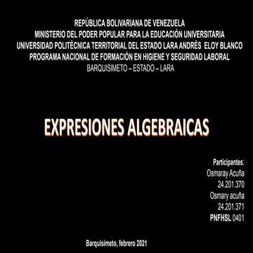 Expresiones algebraicas 
