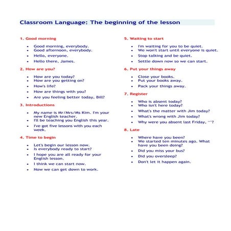 Expresiones para el aula 