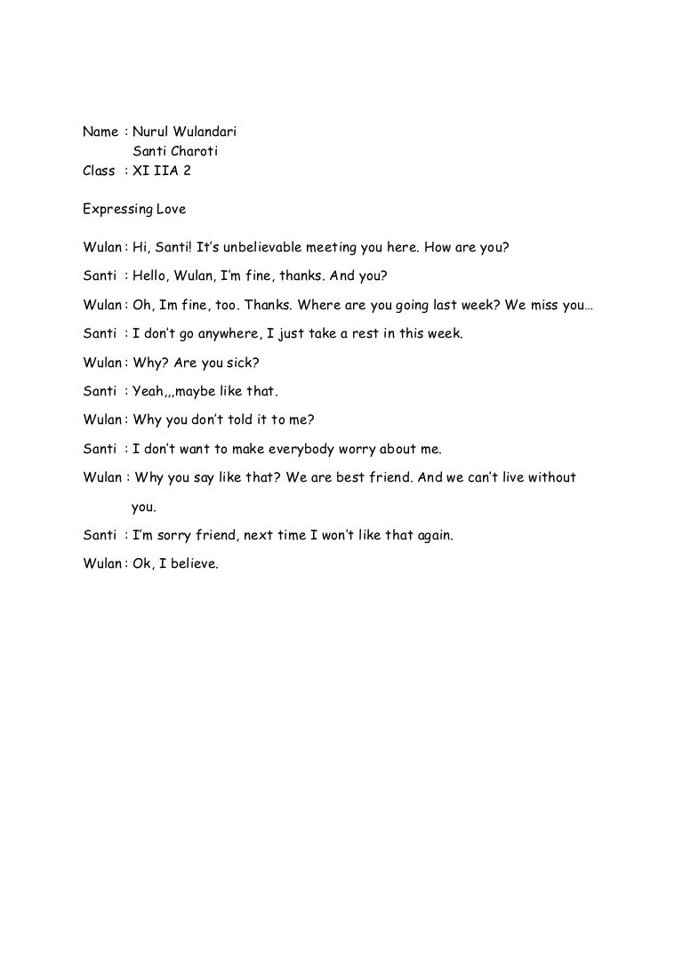 Contoh Soal Expressing Love Wulan Tugas