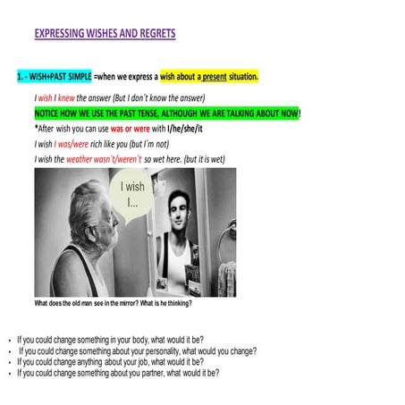 Expressing wishes and regrets and preference in English