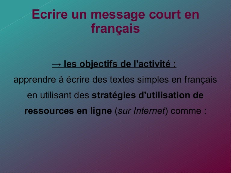 Expression Ecrite Feliciter