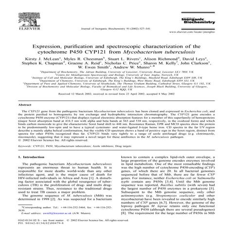 Expression, purification and spectroscopic characterization of the cytochrome...