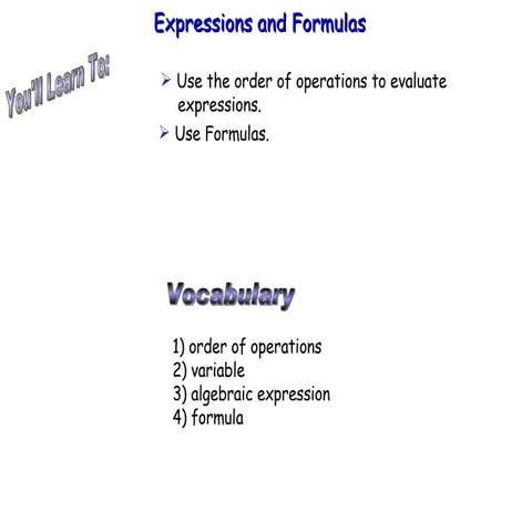 Expressions and Formulas
