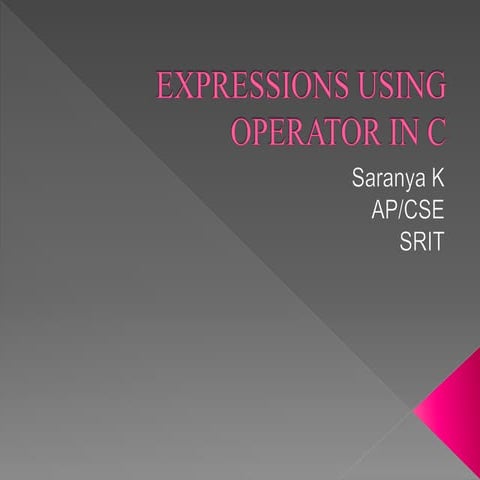 Expressions using operator in c | PPT